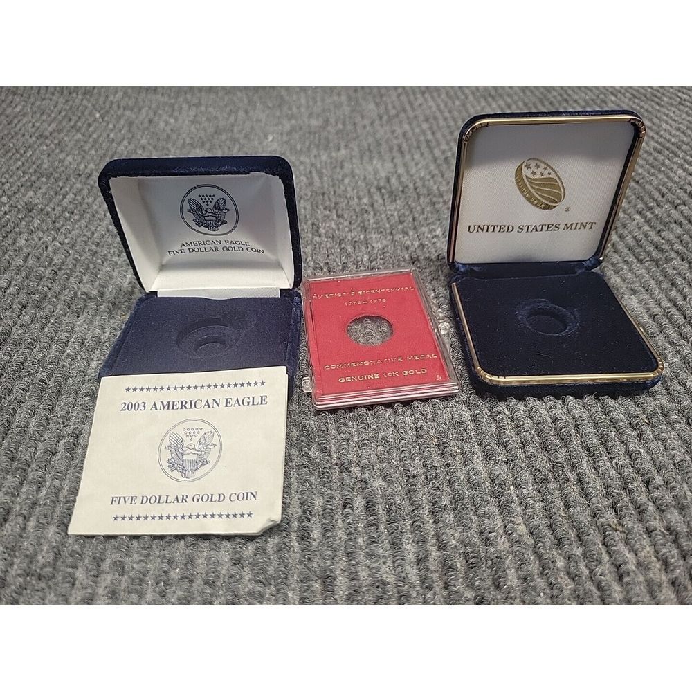 US Mint 2003‎ American Eagle $5 Gold Coin Box Bicentennial Medal Holder NO COINS - Picture 2 of 7